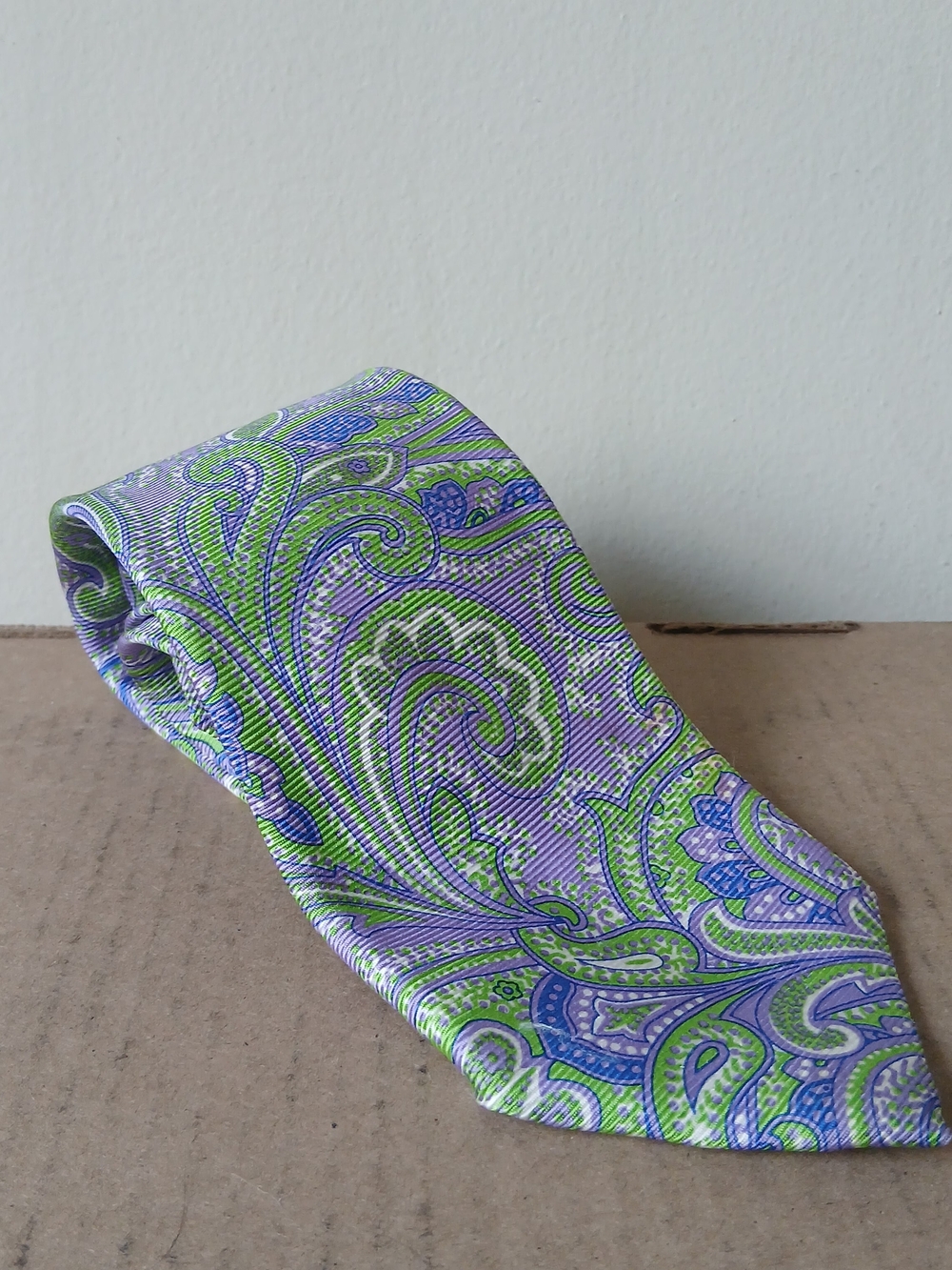 Lilly Pulitzer Lavender and Lime Green Paisley Silk Tie